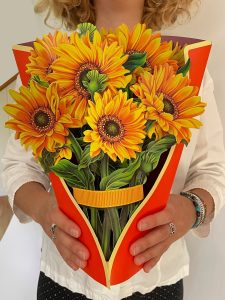 Paper Flower Bouquet Pop Up Greeting Card - 3D Sunflowers